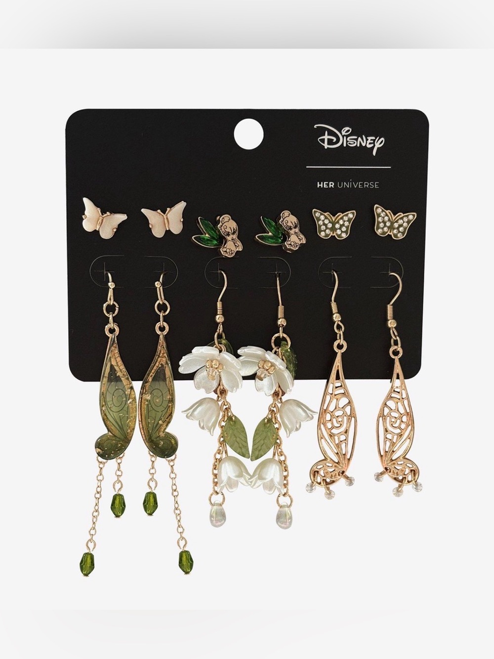 NWT Her Universe Disney Tinkerbell fairy 6 pack earring set